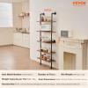 imageVEVOR Industrial Pipe Shelf 2 Tier 24x787in WallMount Floating Rustic Wood Shelves Bracket Display Bookshelf Storage Rack Sundries Holder for Kitchen Bedroom Bathroom Living Room Black5 Tier 24x984in