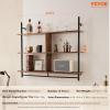 imageVEVOR Industrial Pipe Shelf 2 Tier 24x787in WallMount Floating Rustic Wood Shelves Bracket Display Bookshelf Storage Rack Sundries Holder for Kitchen Bedroom Bathroom Living Room Black3 Tier 415x984in