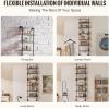 imageVEVOR Industrial Pipe Shelf 2 Tier 24x787in WallMount Floating Rustic Wood Shelves Bracket Display Bookshelf Storage Rack Sundries Holder for Kitchen Bedroom Bathroom Living Room Black6 Tier 24x984in