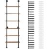 imageVEVOR Industrial Pipe Shelf 2 Tier 24x787in WallMount Floating Rustic Wood Shelves Bracket Display Bookshelf Storage Rack Sundries Holder for Kitchen Bedroom Bathroom Living Room Black6 Tier 24x984in