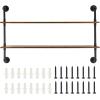imageVEVOR Industrial Pipe Shelf 2 Tier 24x787in WallMount Floating Rustic Wood Shelves Bracket Display Bookshelf Storage Rack Sundries Holder for Kitchen Bedroom Bathroom Living Room Black2 Tier 48x 984in