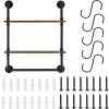 imageVEVOR Industrial Pipe Shelf 2 Tier 24x787in WallMount Floating Rustic Wood Shelves Bracket Display Bookshelf Storage Rack Sundries Holder for Kitchen Bedroom Bathroom Living Room Black2 Tier 24x787in