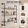 imageVEVOR Industrial Pipe Shelf 2 Tier 24x787in WallMount Floating Rustic Wood Shelves Bracket Display Bookshelf Storage Rack Sundries Holder for Kitchen Bedroom Bathroom Living Room Black3 Tier 48x984in