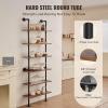 imageVEVOR Industrial Pipe Shelf 2 Tier 24x787in WallMount Floating Rustic Wood Shelves Bracket Display Bookshelf Storage Rack Sundries Holder for Kitchen Bedroom Bathroom Living Room Black6 Tier 24x984in