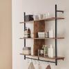 imageVEVOR Industrial Pipe Shelf 2 Tier 24x787in WallMount Floating Rustic Wood Shelves Bracket Display Bookshelf Storage Rack Sundries Holder for Kitchen Bedroom Bathroom Living Room Black3 Tier 415x984in