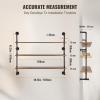 imageVEVOR Industrial Pipe Shelf 2 Tier 24x787in WallMount Floating Rustic Wood Shelves Bracket Display Bookshelf Storage Rack Sundries Holder for Kitchen Bedroom Bathroom Living Room Black3 Tier 48x984in