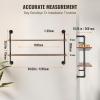 imageVEVOR Industrial Pipe Shelf 2 Tier 24x787in WallMount Floating Rustic Wood Shelves Bracket Display Bookshelf Storage Rack Sundries Holder for Kitchen Bedroom Bathroom Living Room Black2 Tier 48x 984in