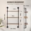 imageVEVOR Industrial Pipe Shelf 2 Tier 24x787in WallMount Floating Rustic Wood Shelves Bracket Display Bookshelf Storage Rack Sundries Holder for Kitchen Bedroom Bathroom Living Room Black3 Tier 24x787in