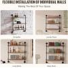 imageVEVOR Industrial Pipe Shelf 2 Tier 24x787in WallMount Floating Rustic Wood Shelves Bracket Display Bookshelf Storage Rack Sundries Holder for Kitchen Bedroom Bathroom Living Room Black3 Tier 32x787in