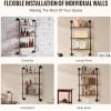 imageVEVOR Industrial Pipe Shelf 2 Tier 24x787in WallMount Floating Rustic Wood Shelves Bracket Display Bookshelf Storage Rack Sundries Holder for Kitchen Bedroom Bathroom Living Room Black3 Tier 24x787in