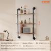 imageVEVOR Industrial Pipe Shelf 2 Tier 24x787in WallMount Floating Rustic Wood Shelves Bracket Display Bookshelf Storage Rack Sundries Holder for Kitchen Bedroom Bathroom Living Room Black3 Tier 24x787in