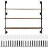 imageVEVOR Industrial Pipe Shelf 2 Tier 24x787in WallMount Floating Rustic Wood Shelves Bracket Display Bookshelf Storage Rack Sundries Holder for Kitchen Bedroom Bathroom Living Room Black3 Tier 48x984in