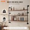 imageVEVOR Industrial Pipe Shelf 2 Tier 24x787in WallMount Floating Rustic Wood Shelves Bracket Display Bookshelf Storage Rack Sundries Holder for Kitchen Bedroom Bathroom Living Room Black3 Tier 48x984in