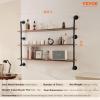 imageVEVOR Industrial Pipe Shelf 2 Tier 24x787in WallMount Floating Rustic Wood Shelves Bracket Display Bookshelf Storage Rack Sundries Holder for Kitchen Bedroom Bathroom Living Room Black3 Tier 48x984in