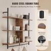imageVEVOR Industrial Pipe Shelf 2 Tier 24x787in WallMount Floating Rustic Wood Shelves Bracket Display Bookshelf Storage Rack Sundries Holder for Kitchen Bedroom Bathroom Living Room Black3 Tier 415x984in