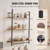 imageVEVOR Industrial Pipe Shelf 2 Tier 24x787in WallMount Floating Rustic Wood Shelves Bracket Display Bookshelf Storage Rack Sundries Holder for Kitchen Bedroom Bathroom Living Room Black3 Tier 32x984in