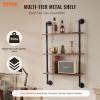 imageVEVOR Industrial Pipe Shelf 2 Tier 24x787in WallMount Floating Rustic Wood Shelves Bracket Display Bookshelf Storage Rack Sundries Holder for Kitchen Bedroom Bathroom Living Room Black3 Tier 24x787in