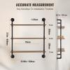 imageVEVOR Industrial Pipe Shelf 2 Tier 24x787in WallMount Floating Rustic Wood Shelves Bracket Display Bookshelf Storage Rack Sundries Holder for Kitchen Bedroom Bathroom Living Room Black3 Tier 32x787in