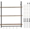 imageVEVOR Industrial Pipe Shelf 2 Tier 24x787in WallMount Floating Rustic Wood Shelves Bracket Display Bookshelf Storage Rack Sundries Holder for Kitchen Bedroom Bathroom Living Room Black3 Tier 32x984in
