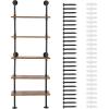 imageVEVOR Industrial Pipe Shelf 2 Tier 24x787in WallMount Floating Rustic Wood Shelves Bracket Display Bookshelf Storage Rack Sundries Holder for Kitchen Bedroom Bathroom Living Room Black5 Tier 24x984in