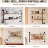 imageVEVOR Industrial Pipe Shelf 2 Tier 24x787in WallMount Floating Rustic Wood Shelves Bracket Display Bookshelf Storage Rack Sundries Holder for Kitchen Bedroom Bathroom Living Room Black2 Tier 48x 984in