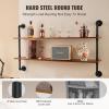 imageVEVOR Industrial Pipe Shelf 2 Tier 24x787in WallMount Floating Rustic Wood Shelves Bracket Display Bookshelf Storage Rack Sundries Holder for Kitchen Bedroom Bathroom Living Room Black2 Tier 48x 984in