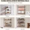 imageVEVOR Industrial Pipe Shelf 2 Tier 24x787in WallMount Floating Rustic Wood Shelves Bracket Display Bookshelf Storage Rack Sundries Holder for Kitchen Bedroom Bathroom Living Room Black3 Tier 32x984in