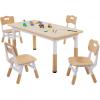 imageVEVOR Kids Table and Chairs Toddler Table and Chair Set Children Wooden MultiActivity Table for Play Art Craft Reading Learning Eating 1 Table and 2 ChairsKids Adjustable Table