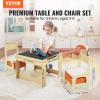 imageVEVOR Kids Table and Chairs Toddler Table and Chair Set Children Wooden MultiActivity Table for Play Art Craft Reading Learning Eating 1 Table and 2 ChairsKids 3in1 Table and Chairs