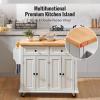 imageVEVOR Kitchen Island Cart 32quot Mobile Carts with Storage Cabinet Rolling Table with Power Outlet Spice Rack Towel Bar Adjustable Shelf Drawer Dining Living Room Portable Islands on Wheels White354 W