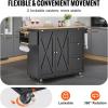 imageVEVOR Kitchen Island Cart 32quot Mobile Carts with Storage Cabinet Rolling Table with Power Outlet Spice Rack Towel Bar Adjustable Shelf Drawer Dining Living Room Portable Islands on Wheels White453 W Drop Leaf Black