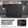 imageVEVOR Kitchen Island Cart 32quot Mobile Carts with Storage Cabinet Rolling Table with Power Outlet Spice Rack Towel Bar Adjustable Shelf Drawer Dining Living Room Portable Islands on Wheels White453 W Drop Leaf Black