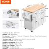 imageVEVOR Kitchen Island Cart 32quot Mobile Carts with Storage Cabinet Rolling Table with Power Outlet Spice Rack Towel Bar Adjustable Shelf Drawer Dining Living Room Portable Islands on Wheels White354 W