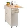 imageVEVOR Kitchen Island Cart 32quot Mobile Carts with Storage Cabinet Rolling Table with Power Outlet Spice Rack Towel Bar Adjustable Shelf Drawer Dining Living Room Portable Islands on Wheels White453 W Drop Leaf White