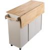 imageVEVOR Kitchen Island Cart 32quot Mobile Carts with Storage Cabinet Rolling Table with Power Outlet Spice Rack Towel Bar Adjustable Shelf Drawer Dining Living Room Portable Islands on Wheels White453 W Drop Leaf White