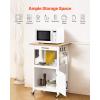imageVEVOR Kitchen Island Cart 32quot Mobile Carts with Storage Cabinet Rolling Table with Power Outlet Spice Rack Towel Bar Adjustable Shelf Drawer Dining Living Room Portable Islands on Wheels White1772D x 2323W x 3583H