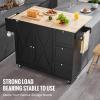 imageVEVOR Kitchen Island Cart 32quot Mobile Carts with Storage Cabinet Rolling Table with Power Outlet Spice Rack Towel Bar Adjustable Shelf Drawer Dining Living Room Portable Islands on Wheels White453 W Drop Leaf Black