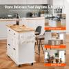 imageVEVOR Kitchen Island Cart 32quot Mobile Carts with Storage Cabinet Rolling Table with Power Outlet Spice Rack Towel Bar Adjustable Shelf Drawer Dining Living Room Portable Islands on Wheels White354 W