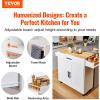imageVEVOR Kitchen Island Cart 32quot Mobile Carts with Storage Cabinet Rolling Table with Power Outlet Spice Rack Towel Bar Adjustable Shelf Drawer Dining Living Room Portable Islands on Wheels White354 W Drop Leaf