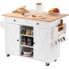 imageVEVOR Kitchen Island Cart 32quot Mobile Carts with Storage Cabinet Rolling Table with Power Outlet Spice Rack Towel Bar Adjustable Shelf Drawer Dining Living Room Portable Islands on Wheels White5197D x 2945W x 3528H