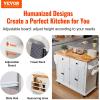 imageVEVOR Kitchen Island Cart 32quot Mobile Carts with Storage Cabinet Rolling Table with Power Outlet Spice Rack Towel Bar Adjustable Shelf Drawer Dining Living Room Portable Islands on Wheels White354 W