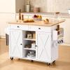 imageVEVOR Kitchen Island Cart 32quot Mobile Carts with Storage Cabinet Rolling Table with Power Outlet Spice Rack Towel Bar Adjustable Shelf Drawer Dining Living Room Portable Islands on Wheels White5197D x 2945W x 3528H