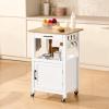 imageVEVOR Kitchen Island Cart 32quot Mobile Carts with Storage Cabinet Rolling Table with Power Outlet Spice Rack Towel Bar Adjustable Shelf Drawer Dining Living Room Portable Islands on Wheels White1772D x 2323W x 3583H
