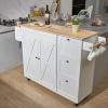 imageVEVOR Kitchen Island Cart 32quot Mobile Carts with Storage Cabinet Rolling Table with Power Outlet Spice Rack Towel Bar Adjustable Shelf Drawer Dining Living Room Portable Islands on Wheels White453 W Drop Leaf White