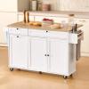 imageVEVOR Kitchen Island Cart 32quot Mobile Carts with Storage Cabinet Rolling Table with Power Outlet Spice Rack Towel Bar Adjustable Shelf Drawer Dining Living Room Portable Islands on Wheels White6024D x 2756W x 3543H