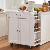 imageVEVOR Kitchen Island Cart 32quot Mobile Carts with Storage Cabinet Rolling Table with Power Outlet Spice Rack Towel Bar Adjustable Shelf Drawer Dining Living Room Portable Islands on Wheels White32x15