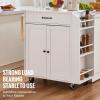imageVEVOR Kitchen Island Cart 32quot Mobile Carts with Storage Cabinet Rolling Table with Power Outlet Spice Rack Towel Bar Adjustable Shelf Drawer Dining Living Room Portable Islands on Wheels White32x15