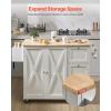 imageVEVOR Kitchen Island Cart 32quot Mobile Carts with Storage Cabinet Rolling Table with Power Outlet Spice Rack Towel Bar Adjustable Shelf Drawer Dining Living Room Portable Islands on Wheels White453 W Drop Leaf White