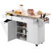 imageVEVOR Kitchen Island Cart 32quot Mobile Carts with Storage Cabinet Rolling Table with Power Outlet Spice Rack Towel Bar Adjustable Shelf Drawer Dining Living Room Portable Islands on Wheels White6024D x 2756W x 3543H