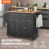 imageVEVOR Kitchen Island Cart 32quot Mobile Carts with Storage Cabinet Rolling Table with Power Outlet Spice Rack Towel Bar Adjustable Shelf Drawer Dining Living Room Portable Islands on Wheels White354 W Drop Leaf